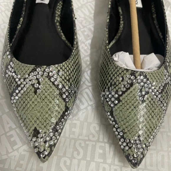 Steve Madden Green Snakeskin Women's flat pointed toe size 8.5 New no box.R14 - Picture 5 of 6